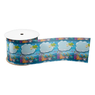 Underwater Sea Animals Sea Turtle Fish Sea Weed  Satin Ribbon