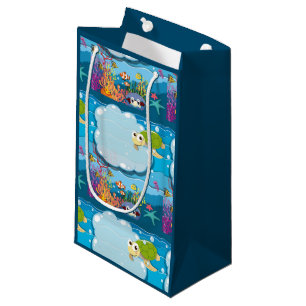 Underwater Sea Animals Sea Turtle Fish Sea Weed   Small Gift Bag