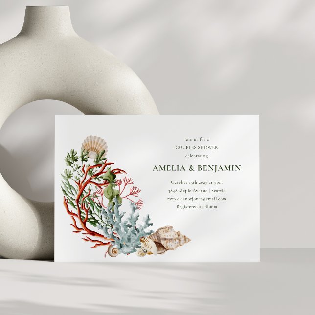 Underwater Sea Coral Shells Couples Shower Invitation (Creator Uploaded)