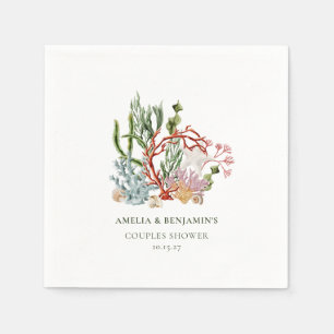 Underwater Sea Coral Shells Couples Shower Napkin