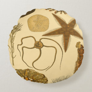 Underwater Sea Creatures Round Cushion