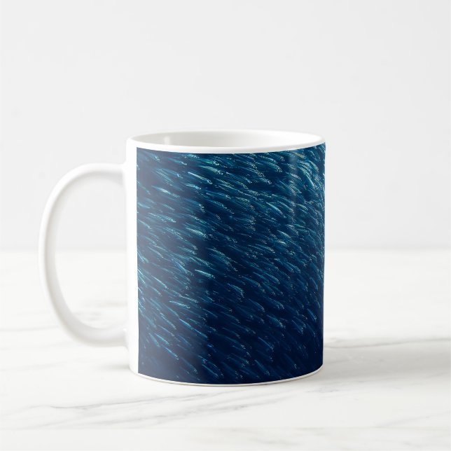 Underwater Sea Fish School Abstract Coffee Mug (Left)