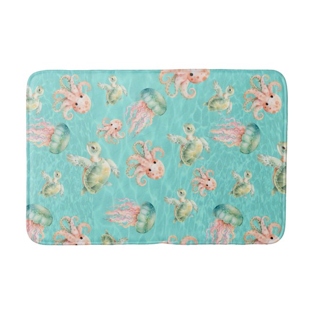 Underwater Sea Life  Bath Mat (Front)