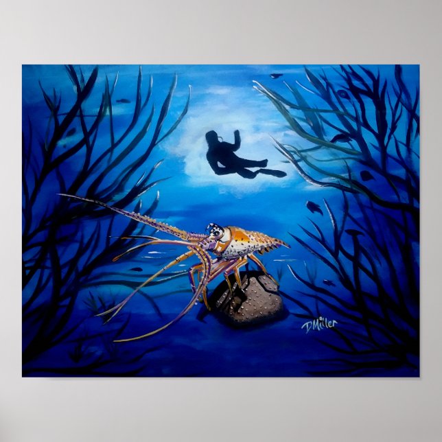 Underwater Sea Life Scene Painting Poster (Front)