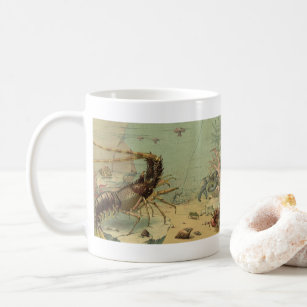 Underwater Sea Life Shrimp, Vintage Ocean Animals Coffee Mug
