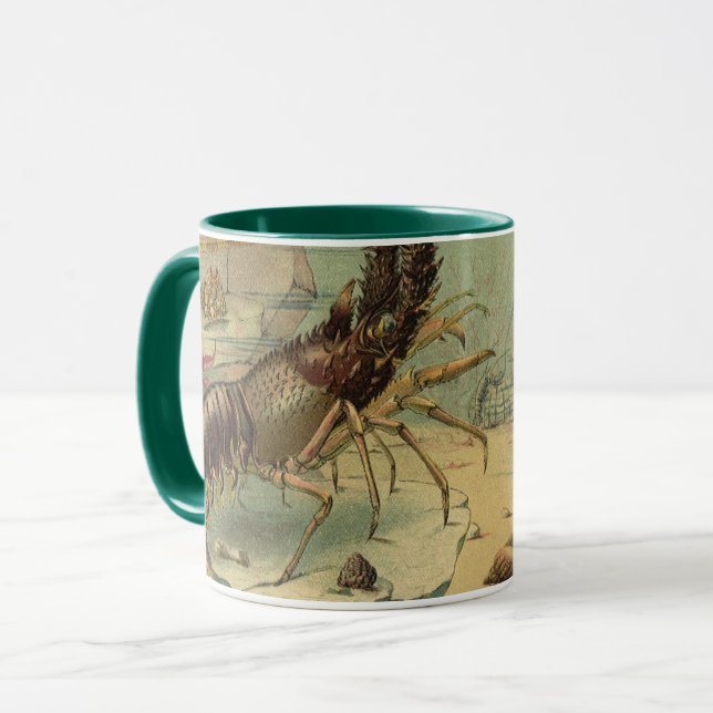 Underwater Sea Life Shrimp, Vintage Ocean Animals Mug (Front Left)