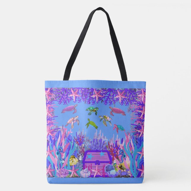 Underwater Sea Turtle Friends Tote Bag (Front)