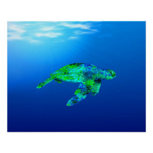 Underwater Sea Turtle Poster