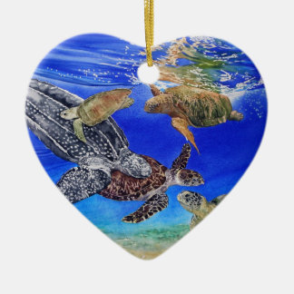 Underwater Sea Turtles Art Endangered Species Ceramic Tree Decoration