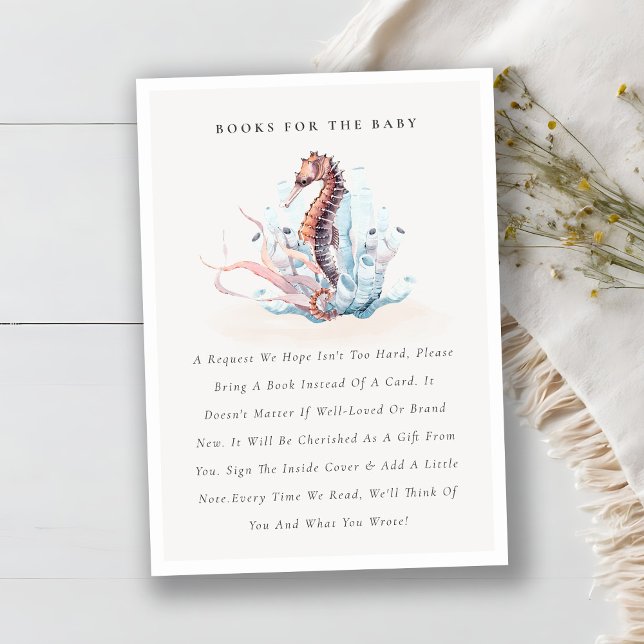 Underwater Seahorse Seaweed Books for Baby Shower Enclosure Card (Creator Uploaded)