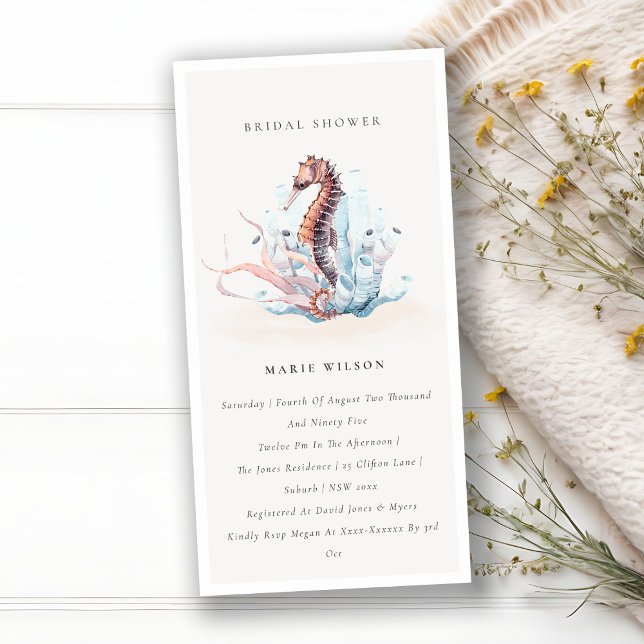 Underwater Seahorse Seaweed Bridal Shower Invite (Creator Uploaded)