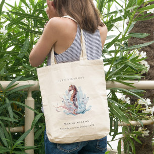 Underwater Seahorse Seaweed Coral Any Age Birthday Tote Bag