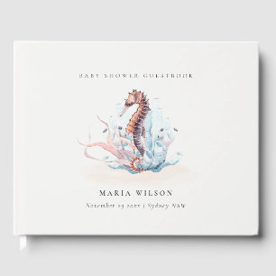 Underwater Seahorse Seaweed Coral  Baby Shower Guest Book