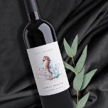 Underwater Seahorse Seaweed Coral Baby Shower Wine Label<br><div class="desc">If you need any further customisation please feel free to message me on yellowfebstudio@gmail.com.</div>