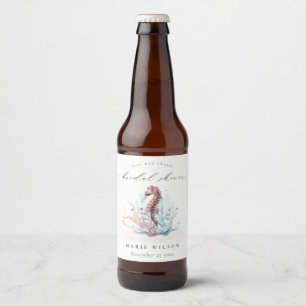 Underwater Seahorse Seaweed Coral Bridal Shower Beer Bottle Label