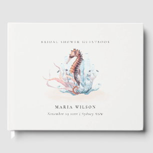 Underwater Seahorse Seaweed Coral  Bridal Shower Guest Book