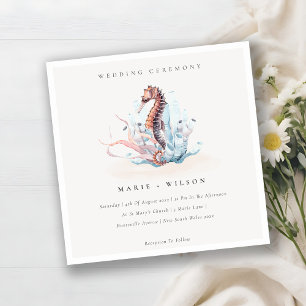 Underwater Seahorse Seaweed Coral Wedding Invite