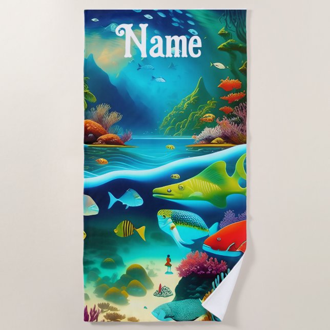 Underwater Sealife Ocean Fish Beach, Pool Towel (Front)