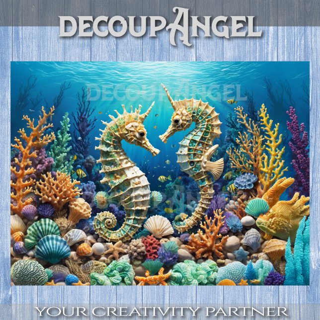 Underwater Seaunicorn Couple - Decoupage - Tissue Paper (Creator Uploaded)
