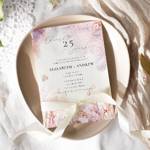 Underwater Seaweed   Seashell Anniversary Invitation