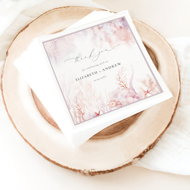 Underwater Seaweed | Seashell Watercolor Wedding Napkin (Creator Uploaded)