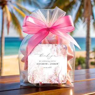 Underwater Seaweed   Seashell Watercolor Wedding Square Sticker