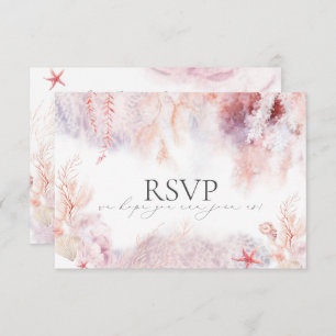 Underwater Seaweed   Seashell Wedding RSVP Card
