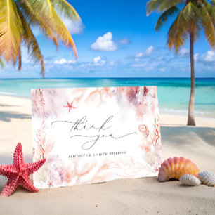 Underwater Seaweed   Seashell Wedding Thank You Card