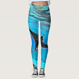 Underwater Spotted Ray Design Leggings