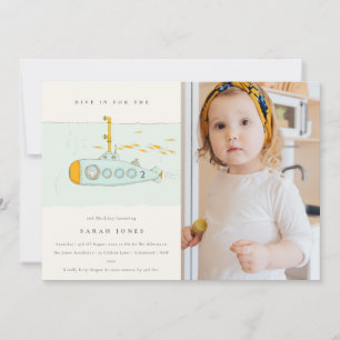 Underwater Submarine Photo Any Age Birthday Invite