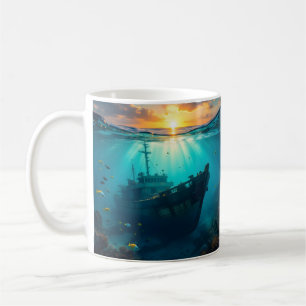 Underwater Sunset and Dolphin Surfer Coffee Mug
