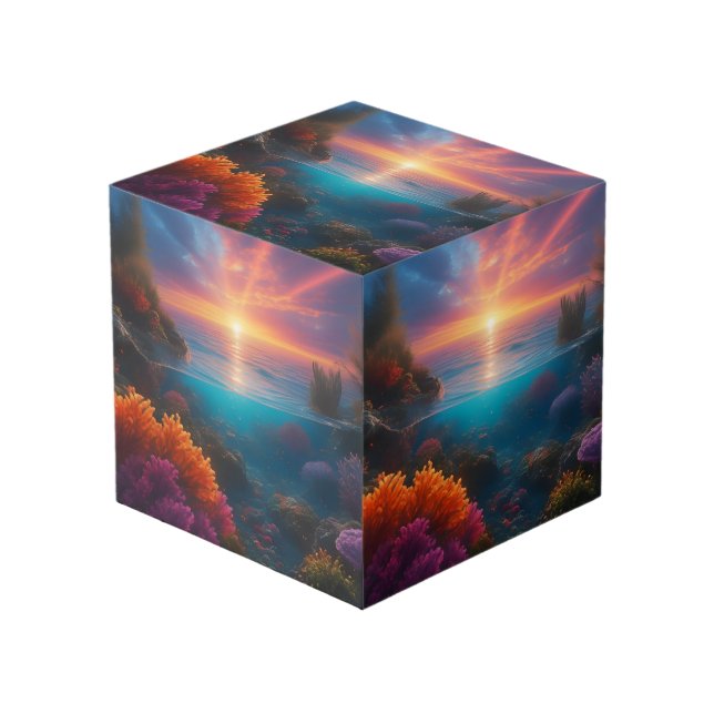 Underwater Sunset Landscape  Cube (Front Angled)