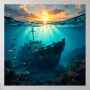 Underwater Sunset Poster