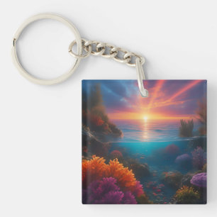 Underwater Sunset Tropical 1 Key Ring