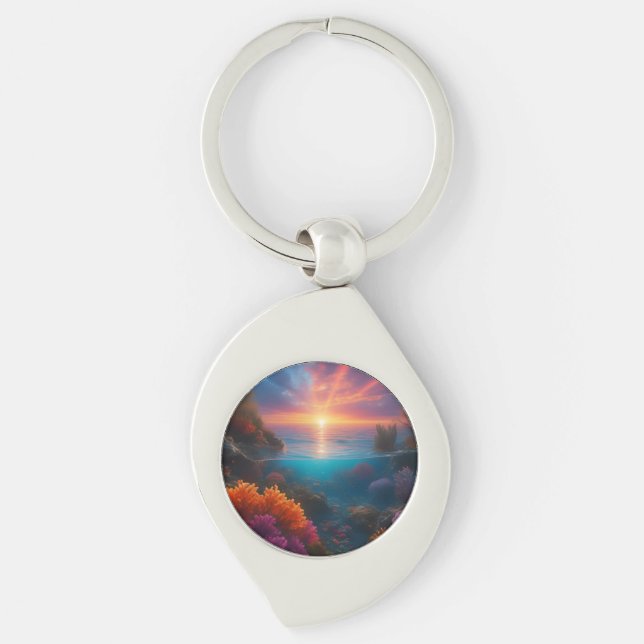 Underwater Sunset Tropical 1 Key Ring (Front)