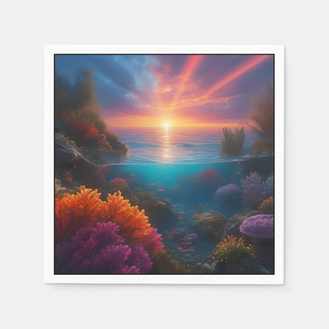 Underwater Sunset Tropical 1 Napkin (Front)
