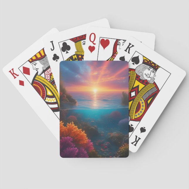 Underwater Sunset Tropical 1 Playing Cards (Back)