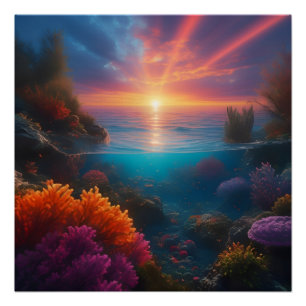 Underwater Sunset Tropical 1 Poster