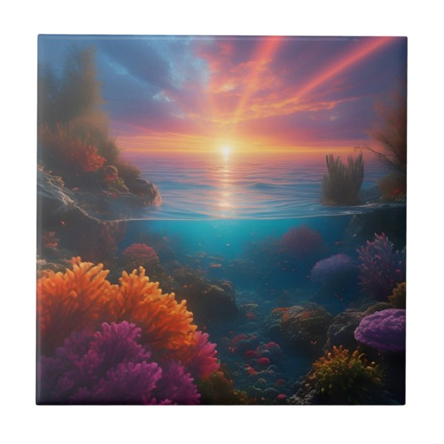Underwater Sunset Tropical 1 Tile (Front)