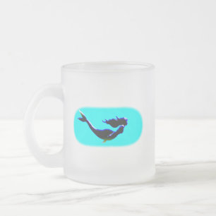 underwater swimming mermaid frosted glass coffee mug