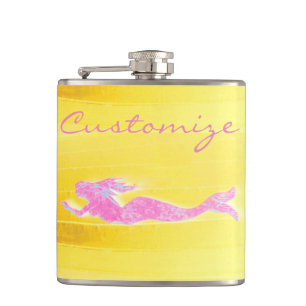 underwater swimming pink mermaid hip flask