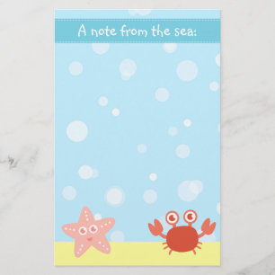 Underwater theme with Starfish and Crab Stationery