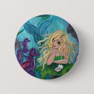 "Underwater Treasures" Mermaid Fantasy BUTTON