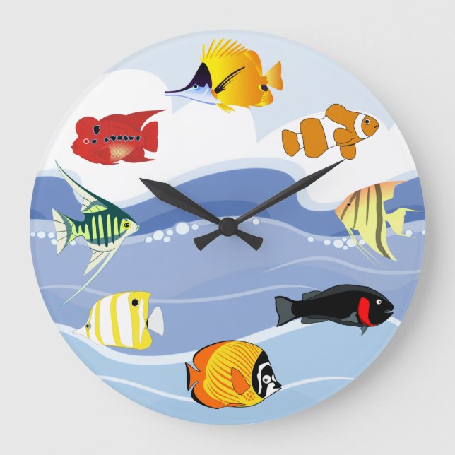 Underwater Tropical Fish Art Wall Clock (Front)