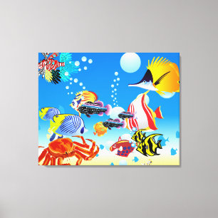 Underwater Tropical Fish Fantasy Custom 2-Panel Canvas Print