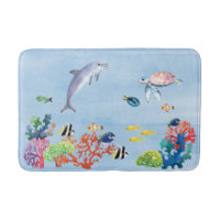 Underwater Tropical Fish Watercolor Dolphin Turtle