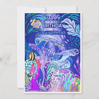 Underwater Turtle Birthday  Invitation