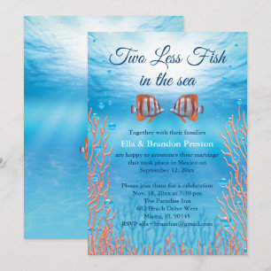 Underwater Two Less Fish in the Sea Post Wedding Invitation