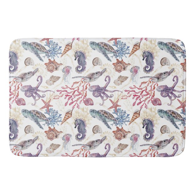 Underwater Watercolor Composition Series Design 1  Bath Mat (Front)