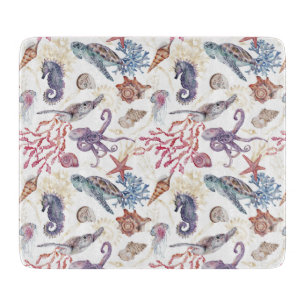 Underwater Watercolor Composition Series Design 1  Cutting Board